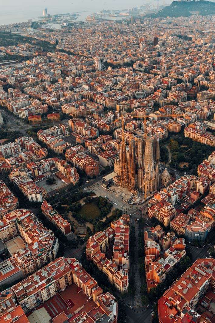 sky-high view of Barcelona