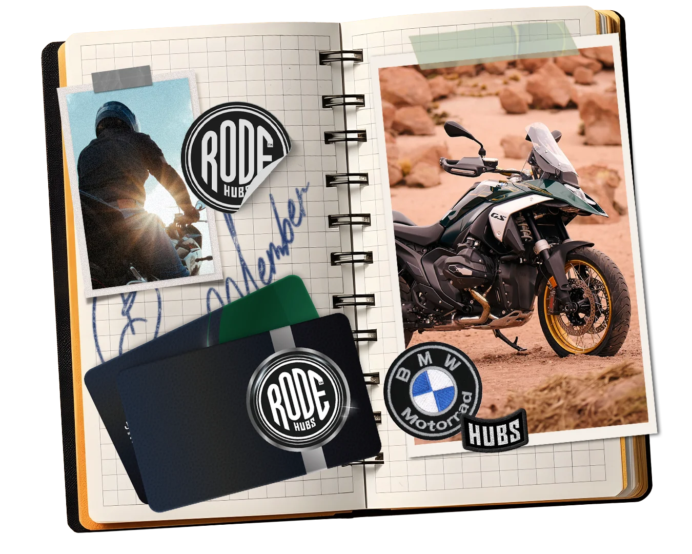 Become a member card with diary, plus an image of the new BMW R1300GS