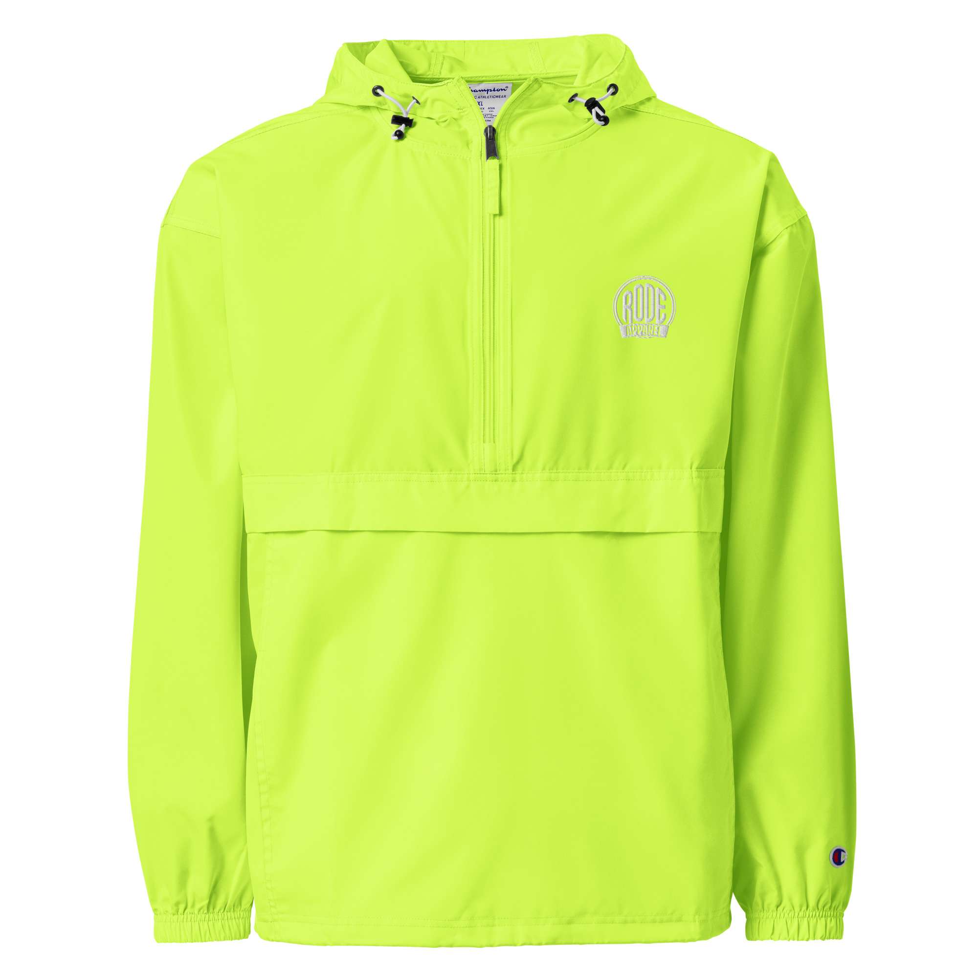 Rode Embroidered Champion packable jacket Safety Green