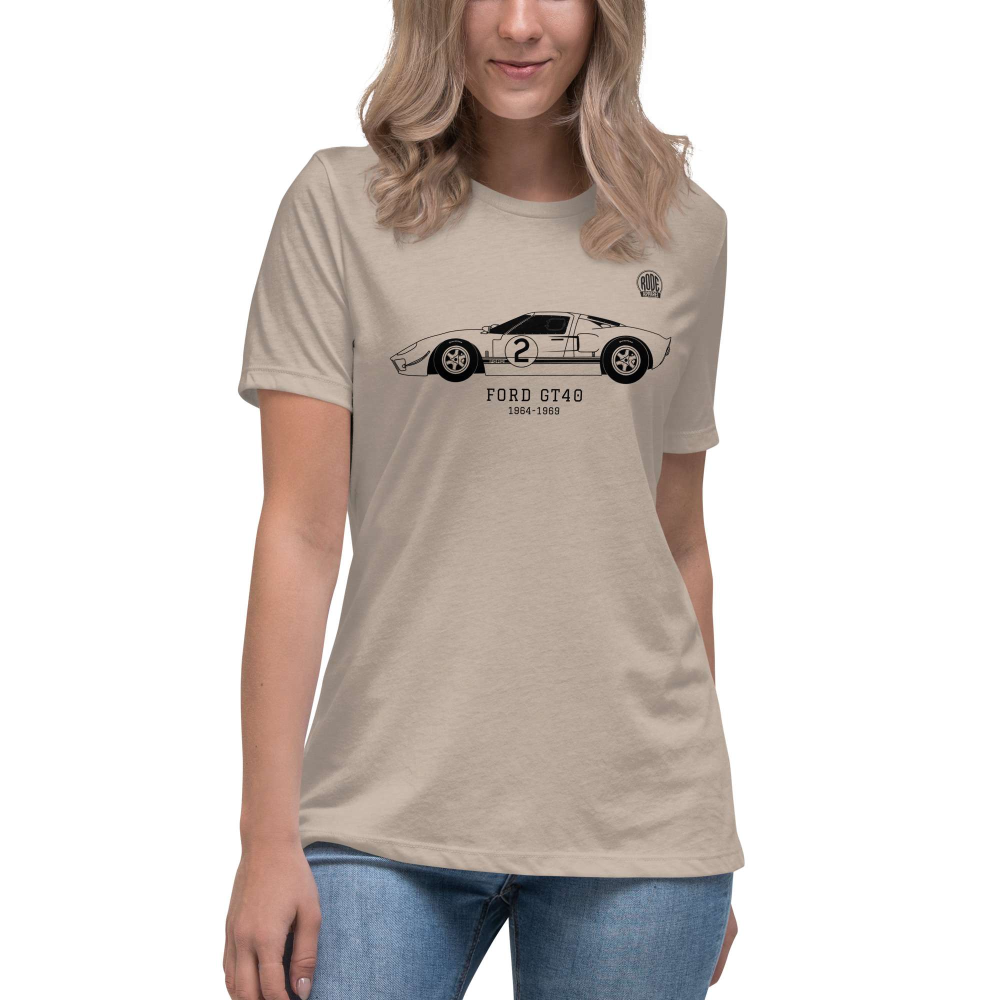 Ford GT40 T-shirt Womens Heather Stone