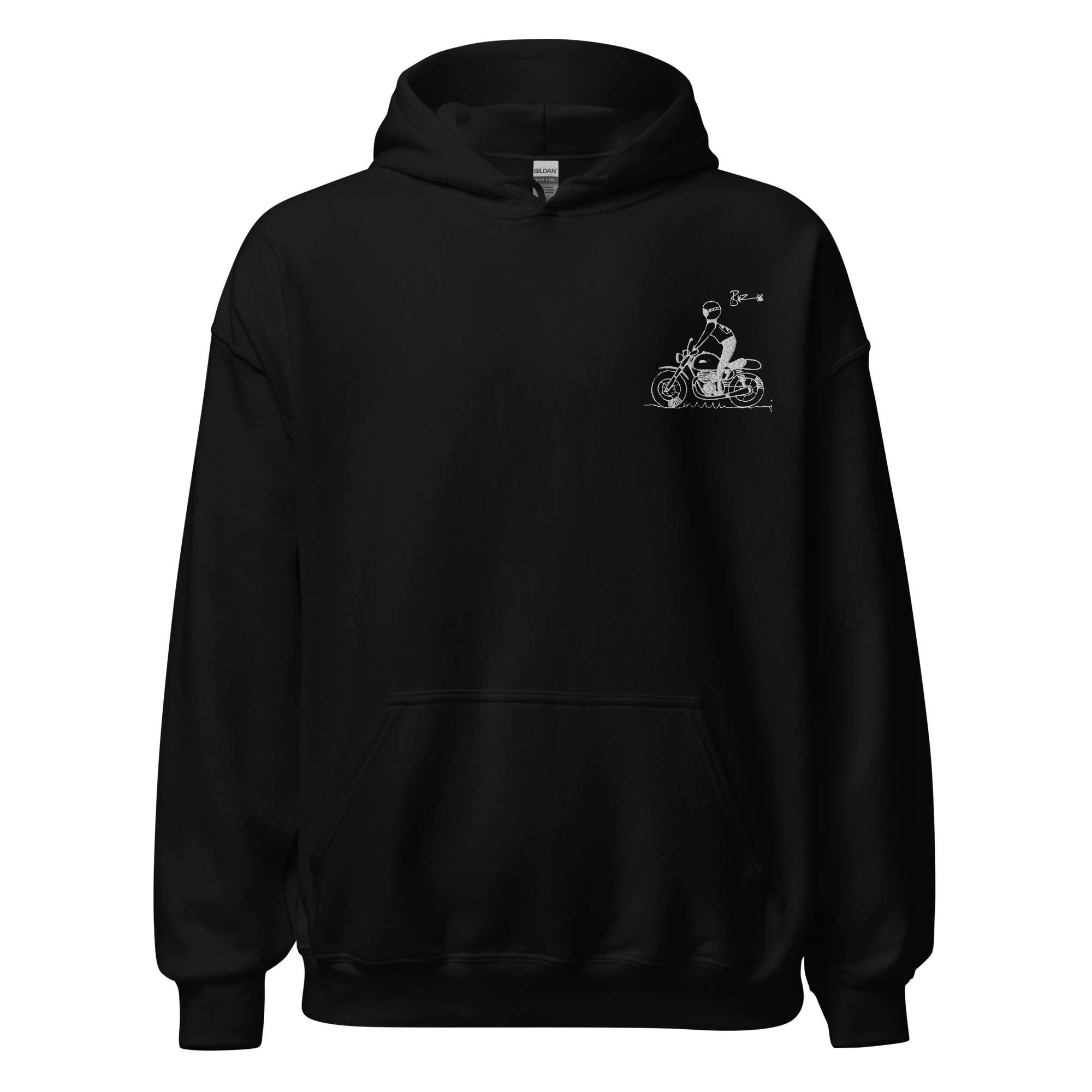 Stand embroidered hoodie Black