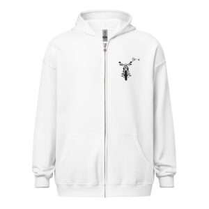 Embroidered Zip Hoodie White