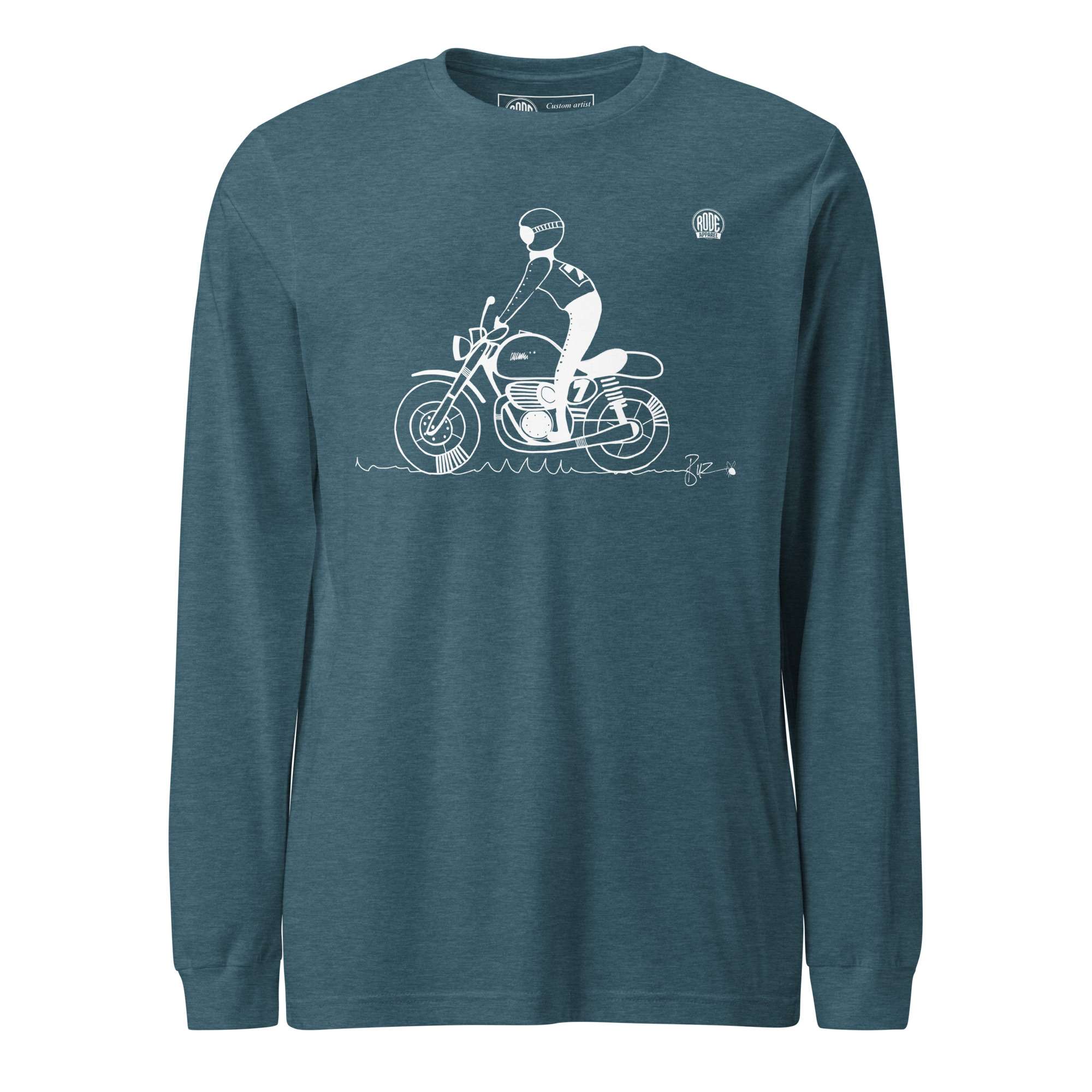 Stand long sleeve T-shirt Teal