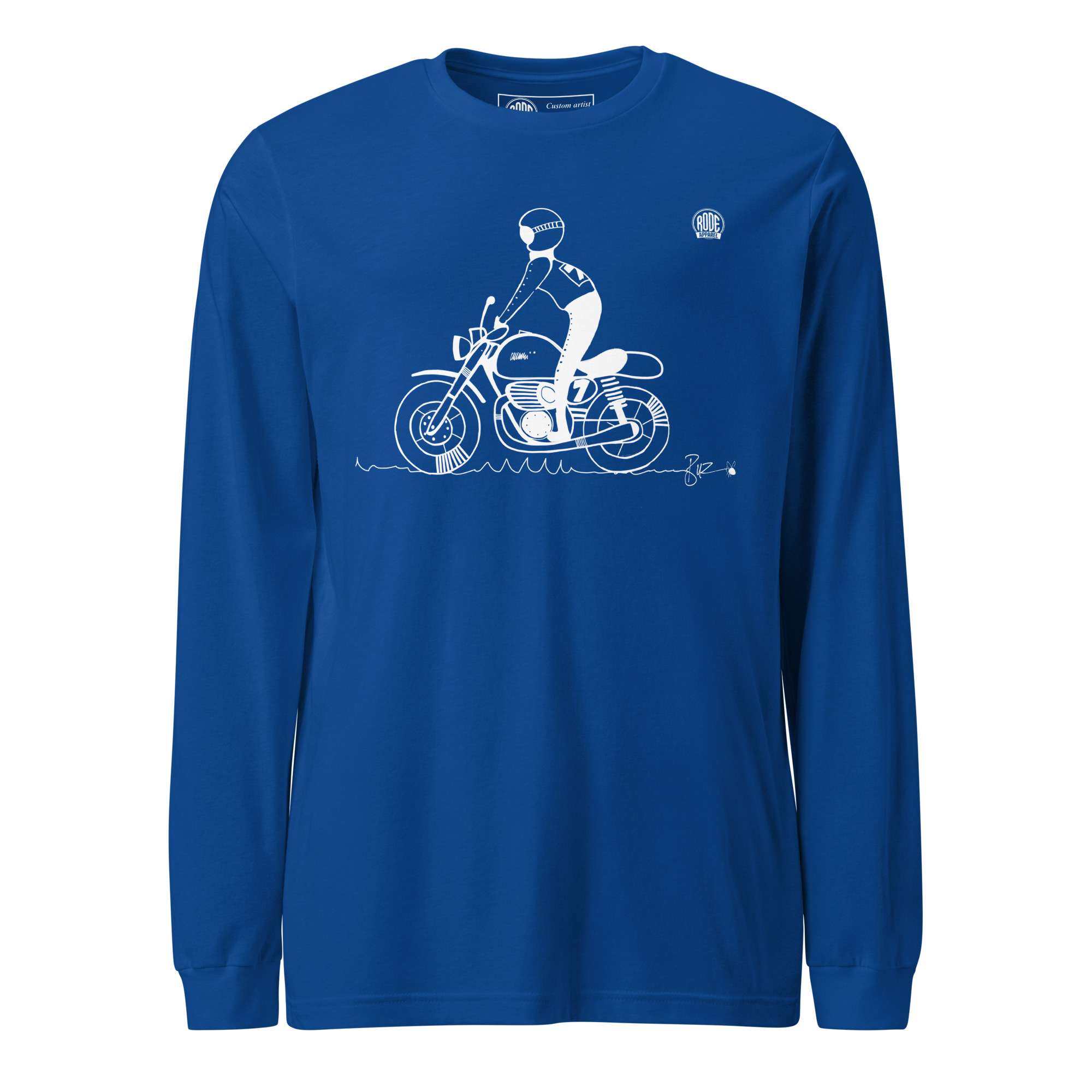 Stand long sleeve T-shirt Blue