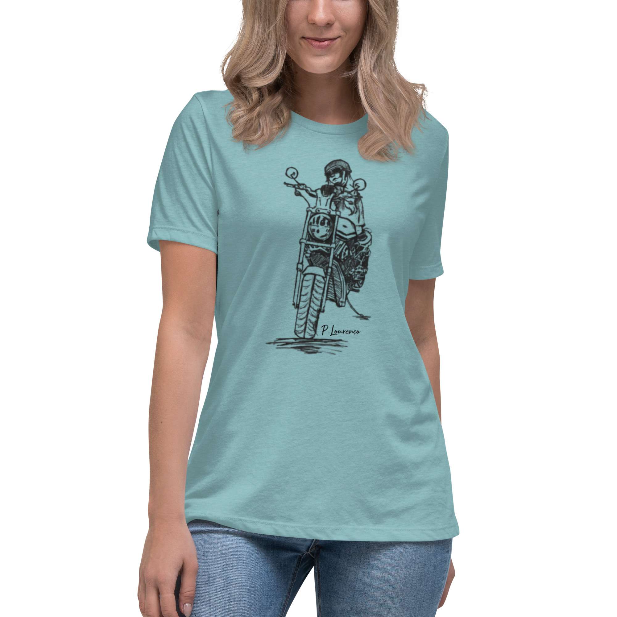  Biker Girl T-shirt Blue