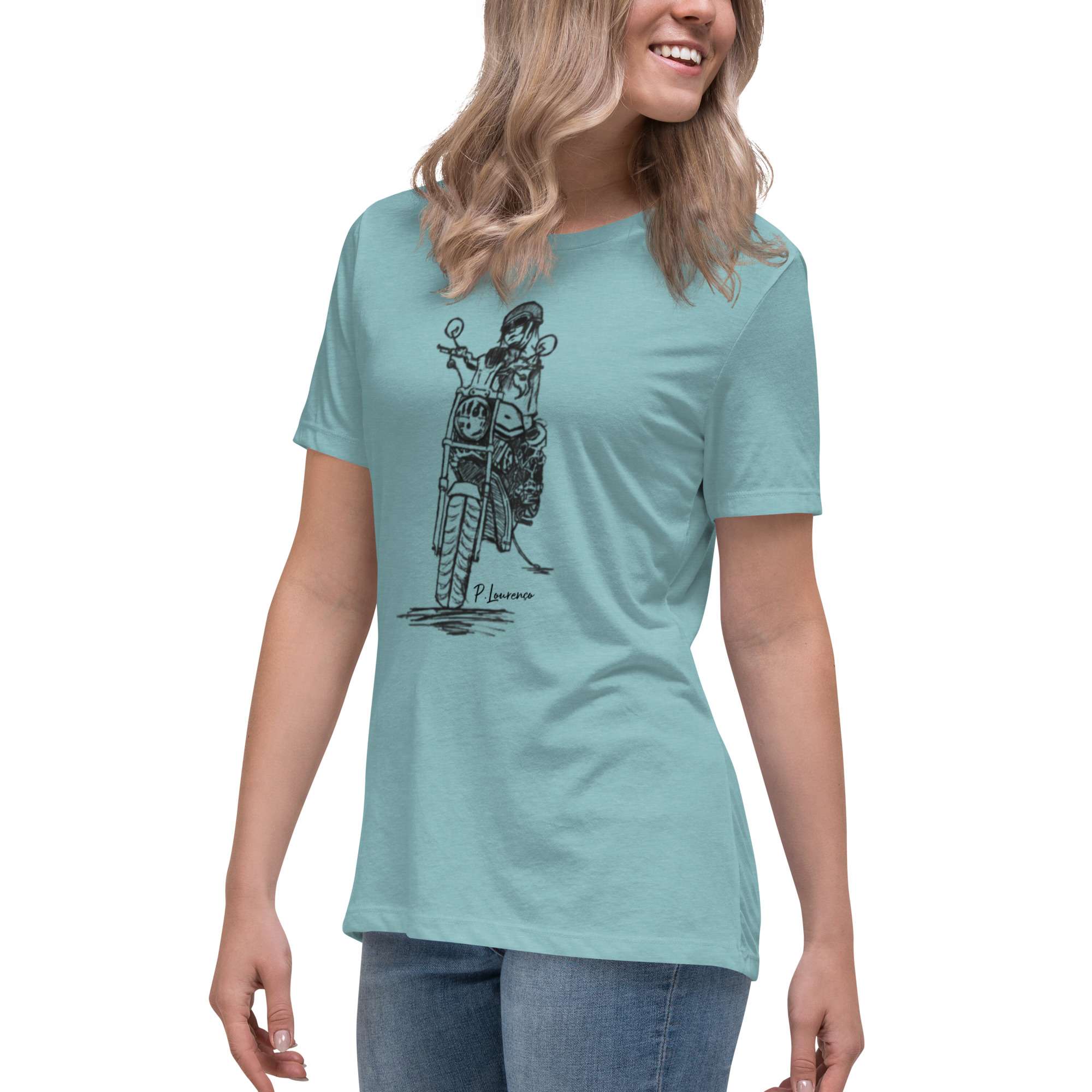  Biker Girl T-shirt Blue